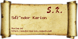 Sándor Karion névjegykártya